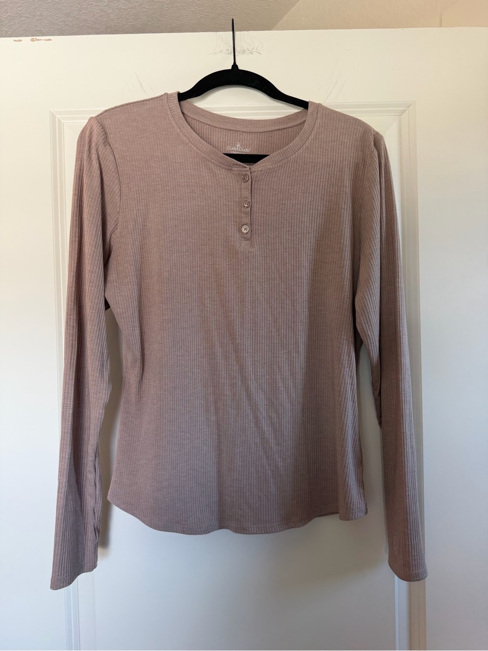 Cuddl Duds Mauve Long Sleeve Ribbed Henley